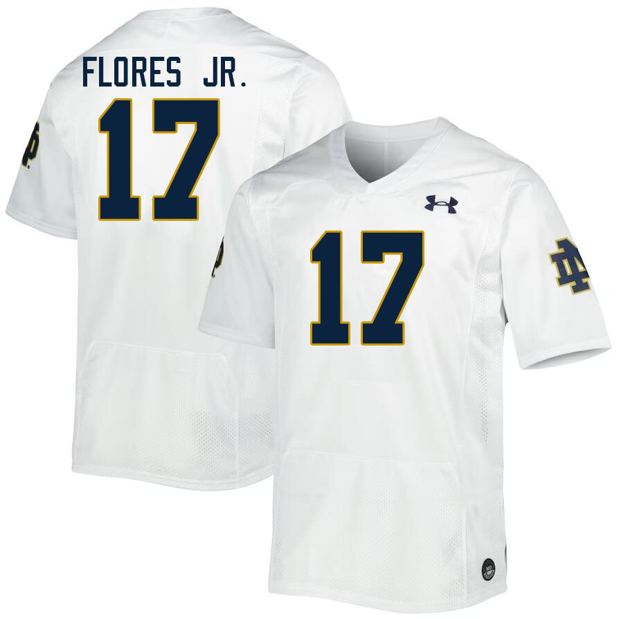 Men #17 Rico Flores Jr. Notre Dame Fighting Irish College Football Jerseys Stitched-White - Click Image to Close